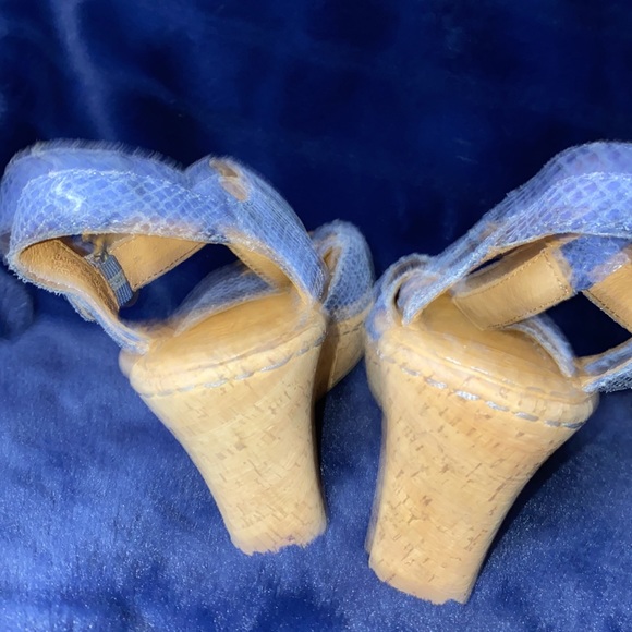 Born Shoes Born Sandals Multi Shades Of Blue Starps Cork Like Heel